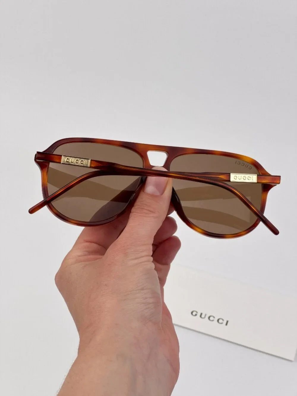Gucci Sunglasses Havana Brown Pilot Frame Brown Lenses GG1156S 003 NEW AUTHENTIC